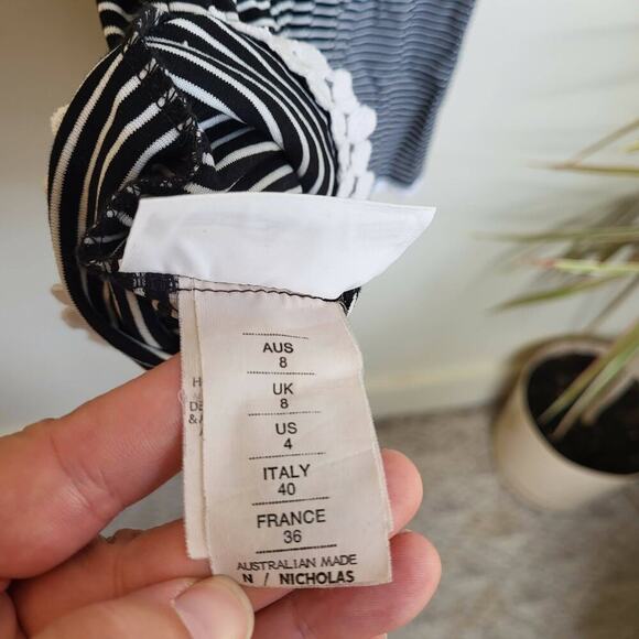 N Nicholas Sleeveless Dropped Waist Embroidered Cotton Dress - Stripes - Multi - Picture 10 of 12